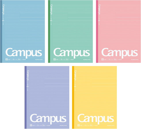 KOKUYO Campus Notebook, Dot B 6mm Ruled, Semi-B5, Pack of 5, 30 Sheets, 5 Colors, Japan Import
