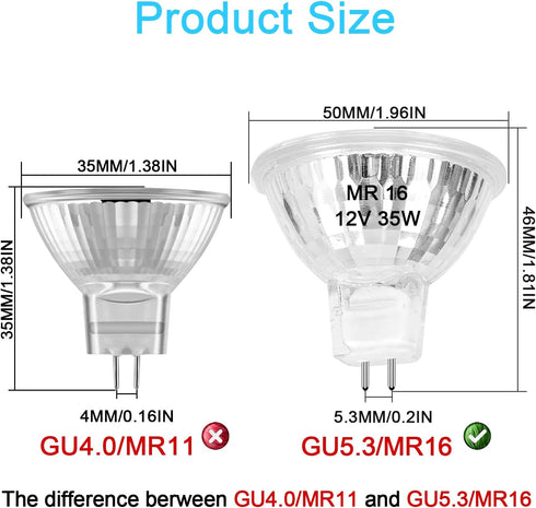 MR16 Halogen Bulb 35W Dimmable 12V GU5.3 Bi-pin Base Spotlight, 6 Pack for Landscape Lights and Track Lights