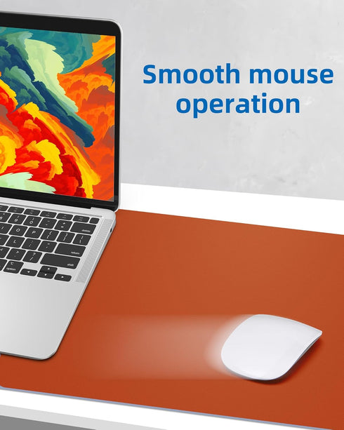 Leather Desk Pad Protector, Non-Slip PU Leather Office Desk Mat, Large Waterproof Keyboard Mat (Orange, 35" x 17")