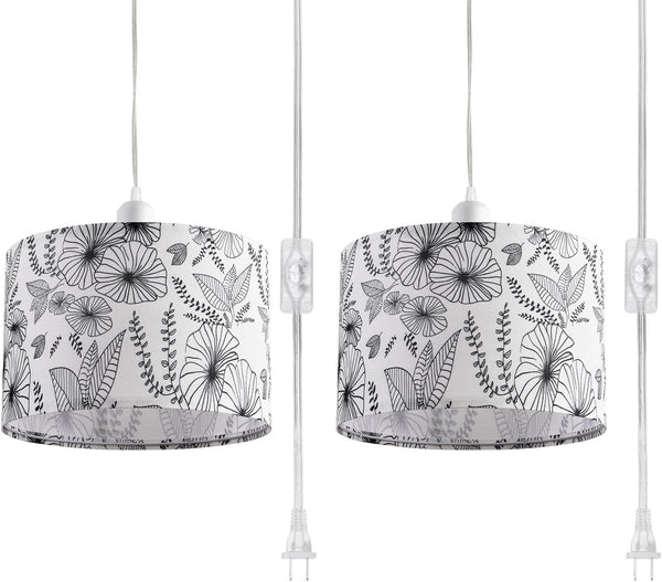2 Pack Plug in Pendant Light, Hanging Light with 15Ft Clear Cord,