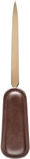 Dacasso Chocolate Brown Leather Letter Opener with Gold Blade