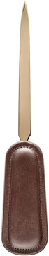 Dacasso Chocolate Brown Leather Letter Opener with Gold Blade