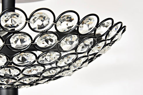 (Bulb Semi Flush Mount Ceiling Light, Clear Crystal Glass Beads Bowl Shade Lighting Fixture Black Crystal Chandelier