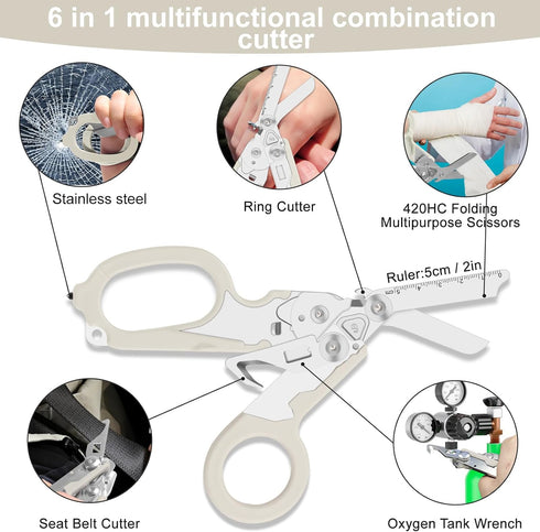 6 1 in trauma shears, folding emergency shear, Outdoor Camping Tools, Seat Belt Cutter, Oxygen Cylinder Wrench