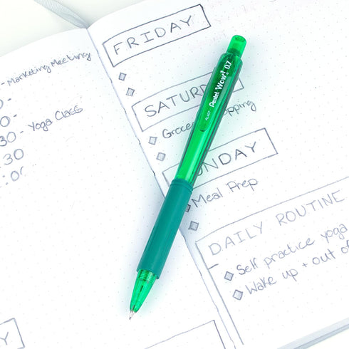 Pentel 0.7mm Wow Mechanical Pencil, Green Barrel, Box of 12 (AL407D)