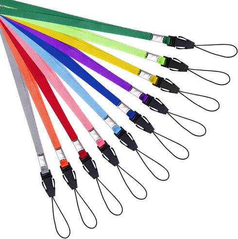 Wisdompro 10 Pack 17 inch Long Colorful Quick Release Neck Lanyards Straps for USB Flash Drives, Keys, ID Badge Holders