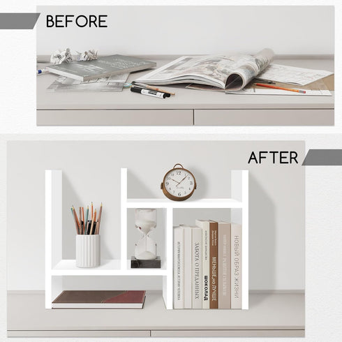 Jerry & Maggie Desktop Organizer Office Storage Rack Adjustable Wood Display Shelf Free Style Double H