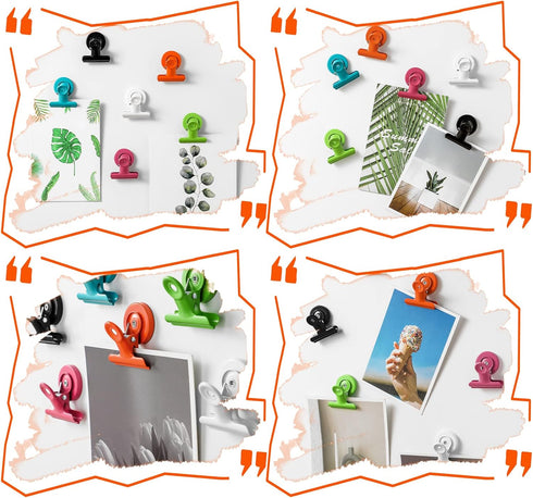 Magnetic Clips, 16pcs Metal Clips, Refrigerator Magnets for Photos, Whiteboard, School, Office Use