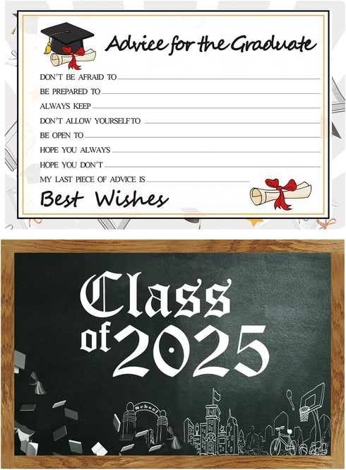 Graduation Wish Cards - 50PCs High School or College Graduation Advice Cards for 2025 Celebration Party Supplies