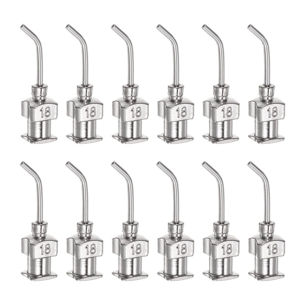 12pcs 18 Gauge 1/2" Stainless Steel Blunt Tip Dispensing Needles with Luer Lock for Ink, Glue, Syringes