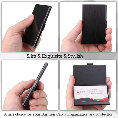 Business Card Holder: Slim Metal Case for Men & Women, Professional Stainless Steel Card Holders with Gift Box Set