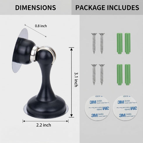 bqoeesok 2 Pack, 3M Magnetic Door Stoppers Heavy-Duty Stainless Steel Door Stop for Wall and Floor Mount, No-Drill Tape