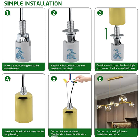 E12 E12 Bulb E12 Bulb (10-Pack) Socket,Ceramic Chandelier Socket Lamp Holder,Light Socket with Wire Lead