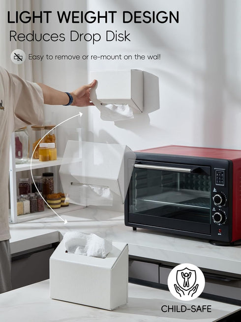 Streamlined Hand Towel Box Cover Holder, No Drill Installation & Damage-Free Adhesive Backing for Wall Mounted