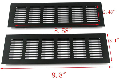 Geesatis 2 Pcs Louvered Ventilation Grille Air Vent for Cabinet Shoe Cabinet Hardware Accessories Ventilation Cover, with Mounting Screws, Black, 9.8 x 3.1 inch / 250 x 80 mm