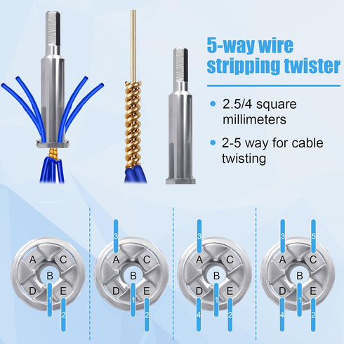 2 Pcs Wire Twisting Tools - 6mm Hex Shank 2-6 Way Wire Stripping Tool for Drill, Cable Nut Stripper