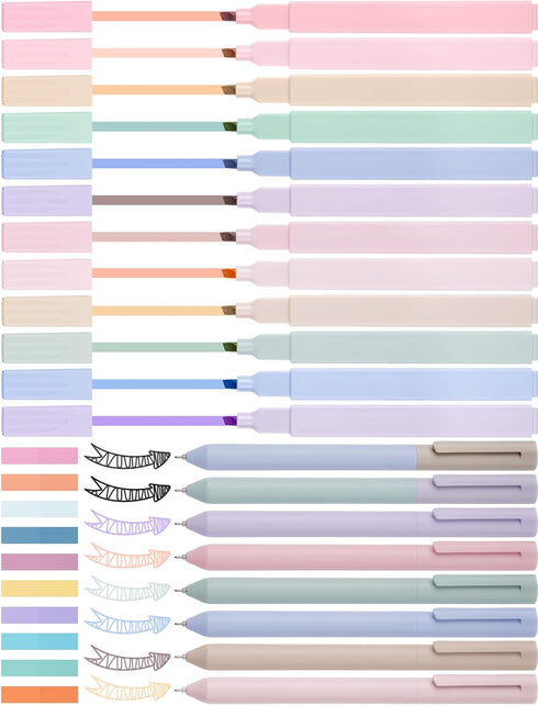 NiArt Morandi Colors Bible Note-Taking Kit, 12 Highlighters + 8 Gel Pens + 200 Sticky Notes in Clear Box