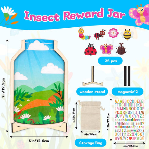 ZeffuLyne 28 Magnetic Reward Jars for Kids, Personalized Classroom Reward Jar with Pcs Insects Incentive System Potty