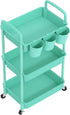MOYIPIN 3-Tier 3 Plastic Rolling Utility Cart with Handle,Utility Storage Cart for Office, Living Room, Kitchen,Movable