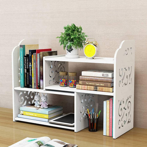 YGYQZ Small Bookshelf for Desktop Storage, Mini Cute Office Desk Shelves for Women and Kids