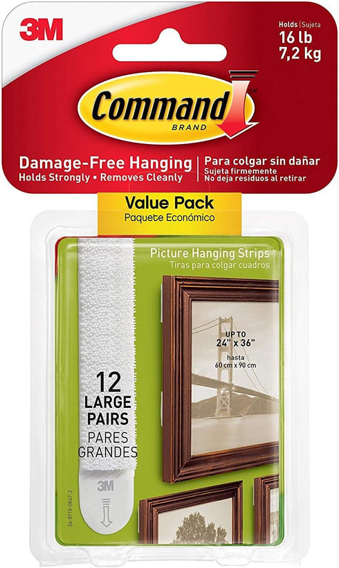 Command Picture & Frame Hanging Strips WZ8G41, Large, 12 Pairs