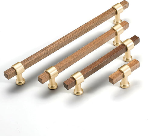 6 Pack Walnut Wooden Drawer Pulls Beech Wood Drawer Handles Wood Hardware for Cabinets Dressers Wood Cabinet knobs