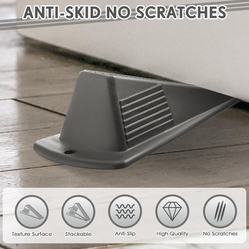 Frienda 12 Pcs Jumbo Door Stoppers, Heavy Duty 2 Inch Rubber Wedge for Hotel, Carpet, Hardwood, Concrete, Tile (Gray)