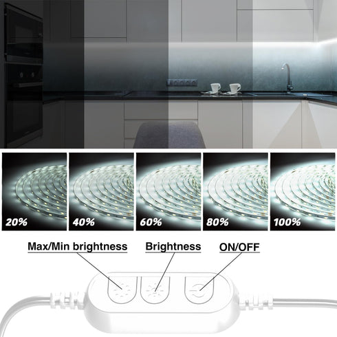 20ft Dimmable 24V 6500K 360 dalattin White LED Strip Lights, Super Bright Led Tape Light LEDs Lights for Bedrooms