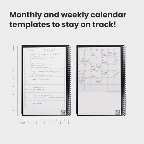 Rocketbook Fusion Reusable Undated Productivity Planner, Executive Size 6x8.8, Black for Goals and Notes