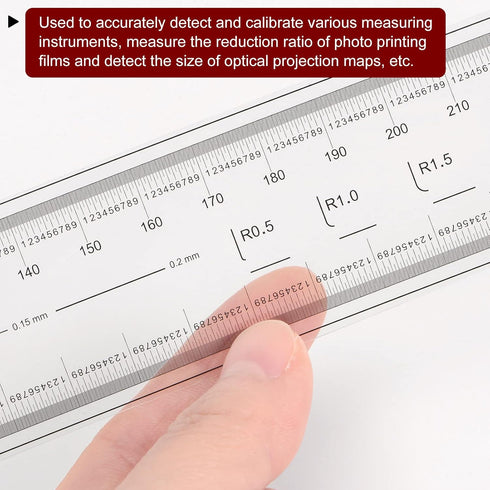 Film Flexible Ruler: 40cm 0.1mm Scale with R Angle & Width Lines, PET Plastic Calibration Tool