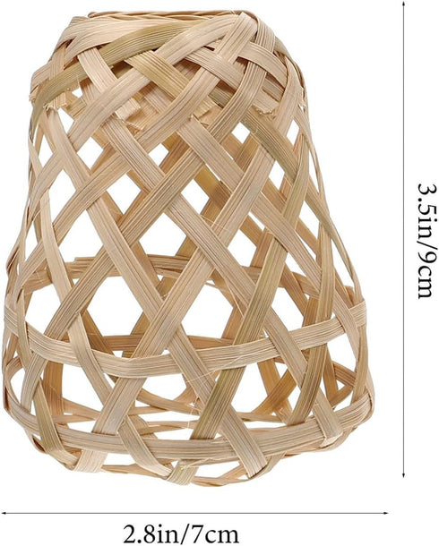 Set 2-Pack FOMIYES Bamboo Lamp Shade Replacement Small Woven Rattan Drum Lampshades Clip-on for Pendant Lights Table