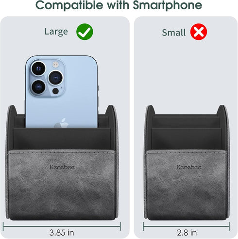 Large Remote Control Holder with 5 Compartments, KENOBEE Anti-slip Desktop Caddy for Phone, Office Supplies - Gray