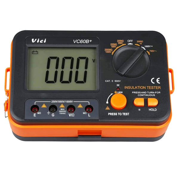 Digital Insulation Resistance Tester VICI VC60B+, Megohm Meter, Double Alarm, Backlight LCD Display, Data Hold