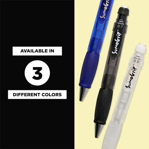SAKURA SumoGrip Mechanical Pencil, 0.5 mm, Ergonomic with Comfort Grip, Clear Blue