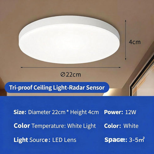 GYLTDORHOZT 12W/18W/24W/36W 6500K Closet, Shower12W LED Ceiling Light with Radar Motion Sensor, Motion Activated Light