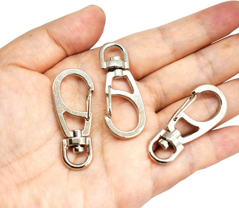 10 PCS Small Metal Clasps, Spring Swivel Snap Hooks Carabiner Clips with Rotating D-Ring