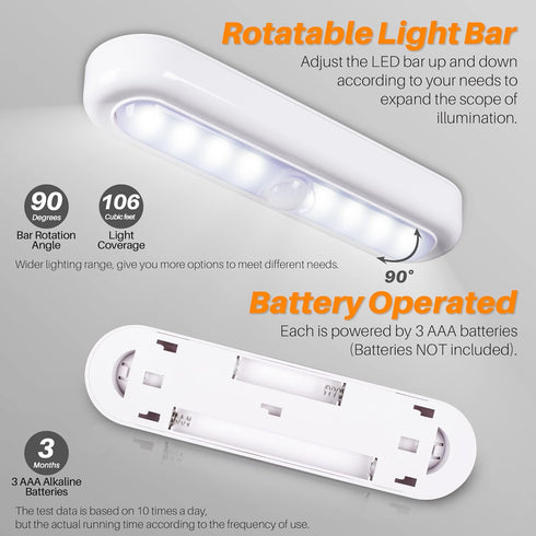 3 Pack 7 Closet, STAR-SPANGLED Motion Sensor Lights Indoor Battery Operated, Stick on LED Light for Stairs, Under
