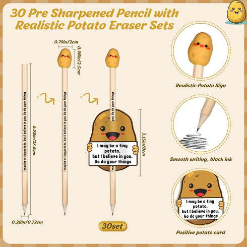 Inspirational Positive Potato Pencils for Students Including Positive Potato Pencils with Funny Cards Student Gifts from Teacher Bulk for School Classroom Reward Office Favors(30 Sets) by Jetec
