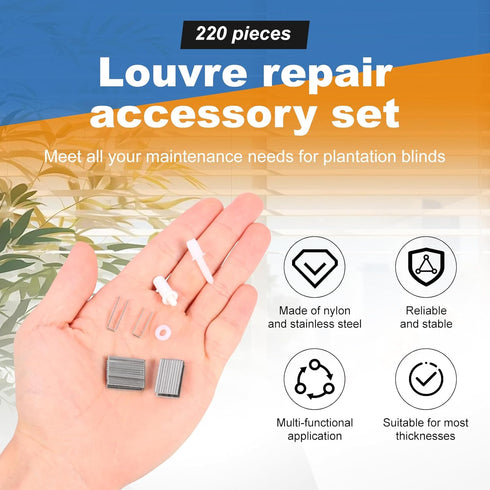 CQDAXUMY 220Pcs 0.75" 0.6" Plantation Shutter Repair Kit, Spring Loaded Plantation Shutters Pins, & Tilt Rod Louver