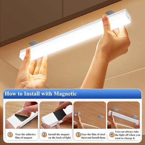 Motion Sensor Under Cabinet Lights - Battery Operated Magnetic Lighting for Pantry, Closet, Kitchen, Bathroom - 4 Pack
