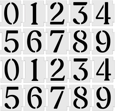 5 Inch Curb Stencil Kit, 20Pcs Reusable 14 Mil Mylar Plastic Numbers Stencils for Painting on Road, Wall