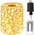 Plug in Fairy Lights 100FT 300 LED Waterproof Silver Wire LED Twinkle