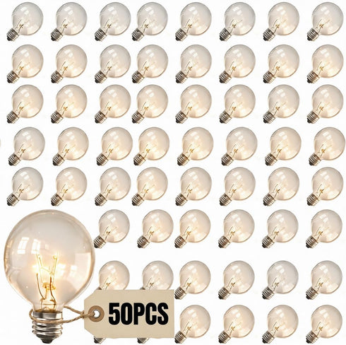 Abeja G40 Replacement Light Bulbs,Clear Globe Bulb fits E12 C7 Candelabra Screw