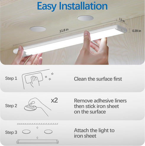 5-Pack 3 Dimmable Closet 11.8 inch Counter Motion Sensor Under Cabinet Light, Color Temperature Rechargeable Magnetic