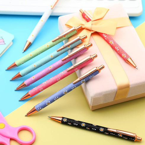 Jutom 16 Pcs Fancy Glitter Ballpoint Pens, Cute Sparkly Metal Retractable Writing Pen, Black Ink, 1.0 mm