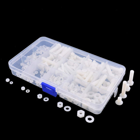 Assortment Kit with M2 M2.5 M3 M4 M5 M6 Nylon Screws Nuts Washers, Screw Storage Box (420PCS)
