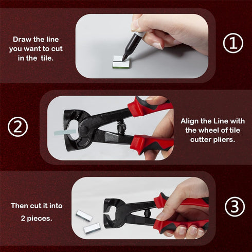 Ceramic Tile Nippers, 7.5-Inch Mosaic Trimmer Cutter Pliers, Heavy Duty Tile Cutter for Glass & Ceramic