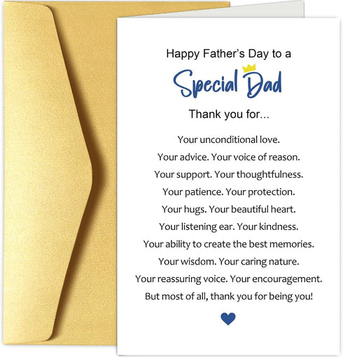 Chenive Happy Father's Day Card for Special Dad, Father's Day Thank You Card