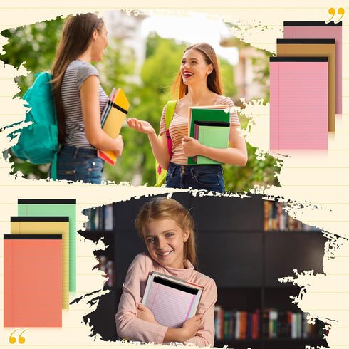 Fuutreo 12 Pcs Legal Pad Writing Notepads, 5" x 8", 50 Sheets/Pad, Narrow Ruled, Multicolor Lined Note Pad for School