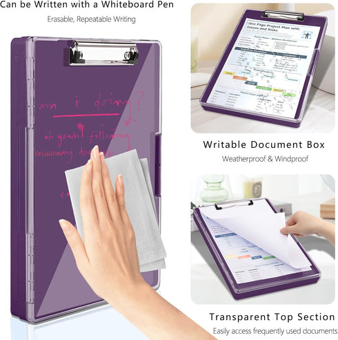 Clipboard with Storage, Heavy Duty Clip Boards 8.5x11 with 2 Storage Cases for Office Supplies